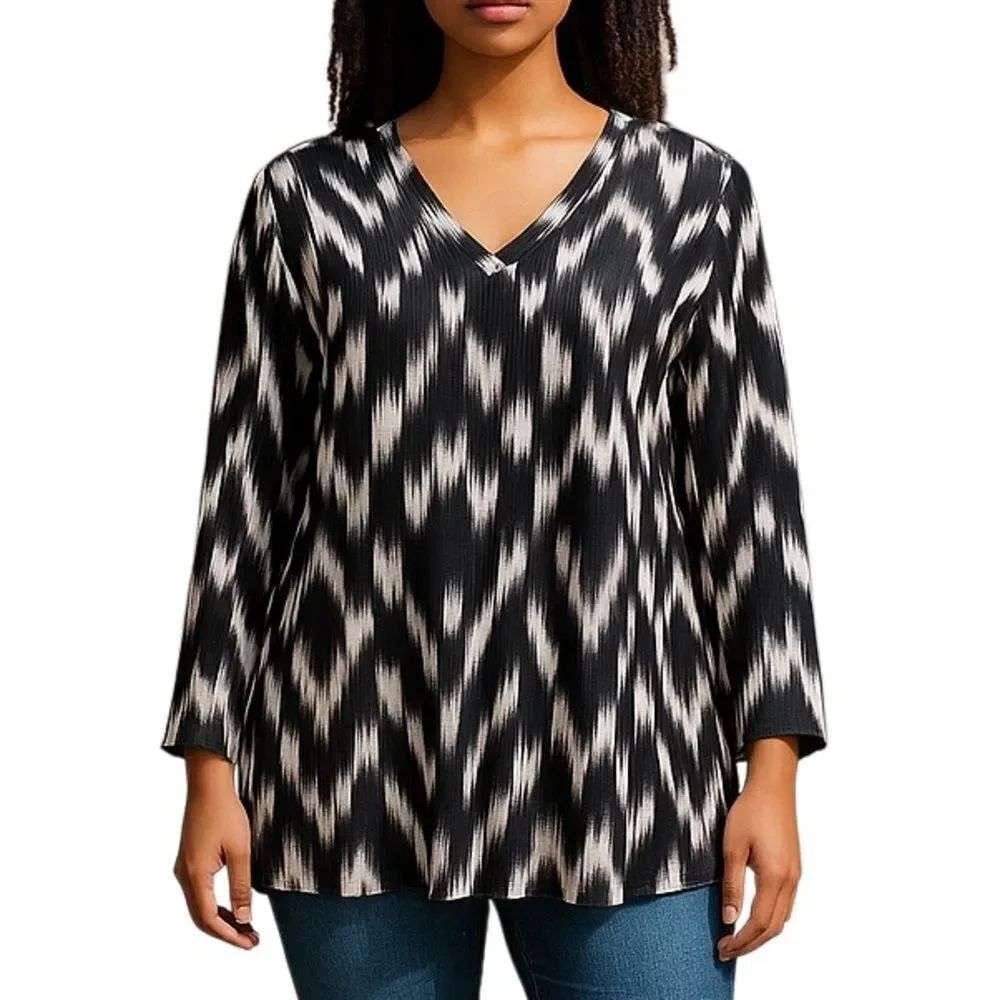 a.n.a. Shear Popover 3/4 Sleeves V Neck Top Size XL